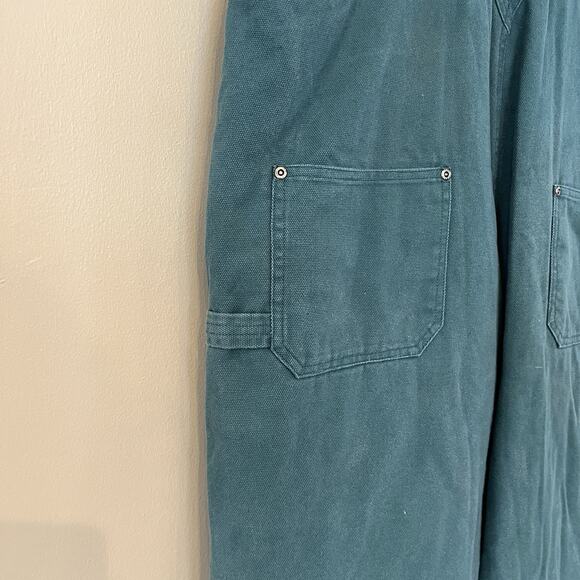 Roper Range Gear Double Knee Denim Overall Women Large Green Hot Pink Quilt Line - Picture 6 of 14